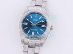 Rolex Iced Out Oyster Perpetual 41 Blue Dial Diamond Bezel Replica Watch